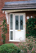 Patterned glazed external white upvc door