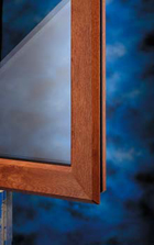 Wood grain effect upvc window frame